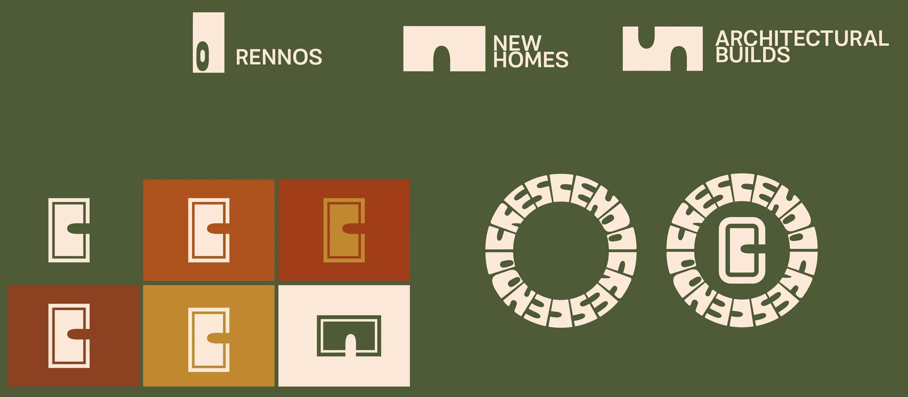 C monogram, service icons and round badge