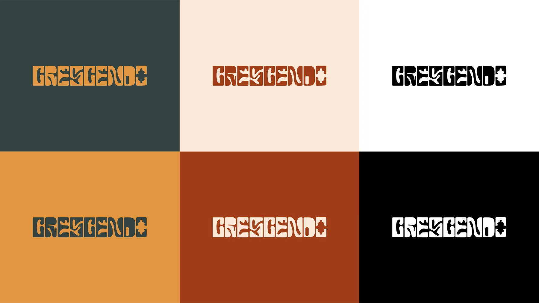 Melting wordmark in six colourways