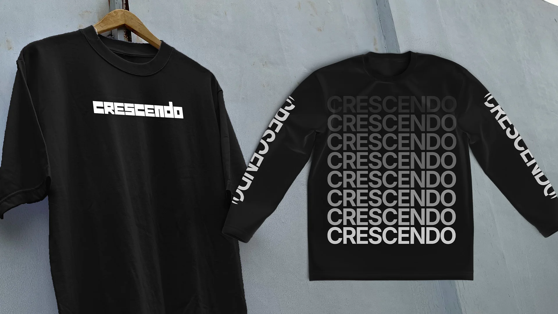 Black Crescendo tee and stacked long sleeve