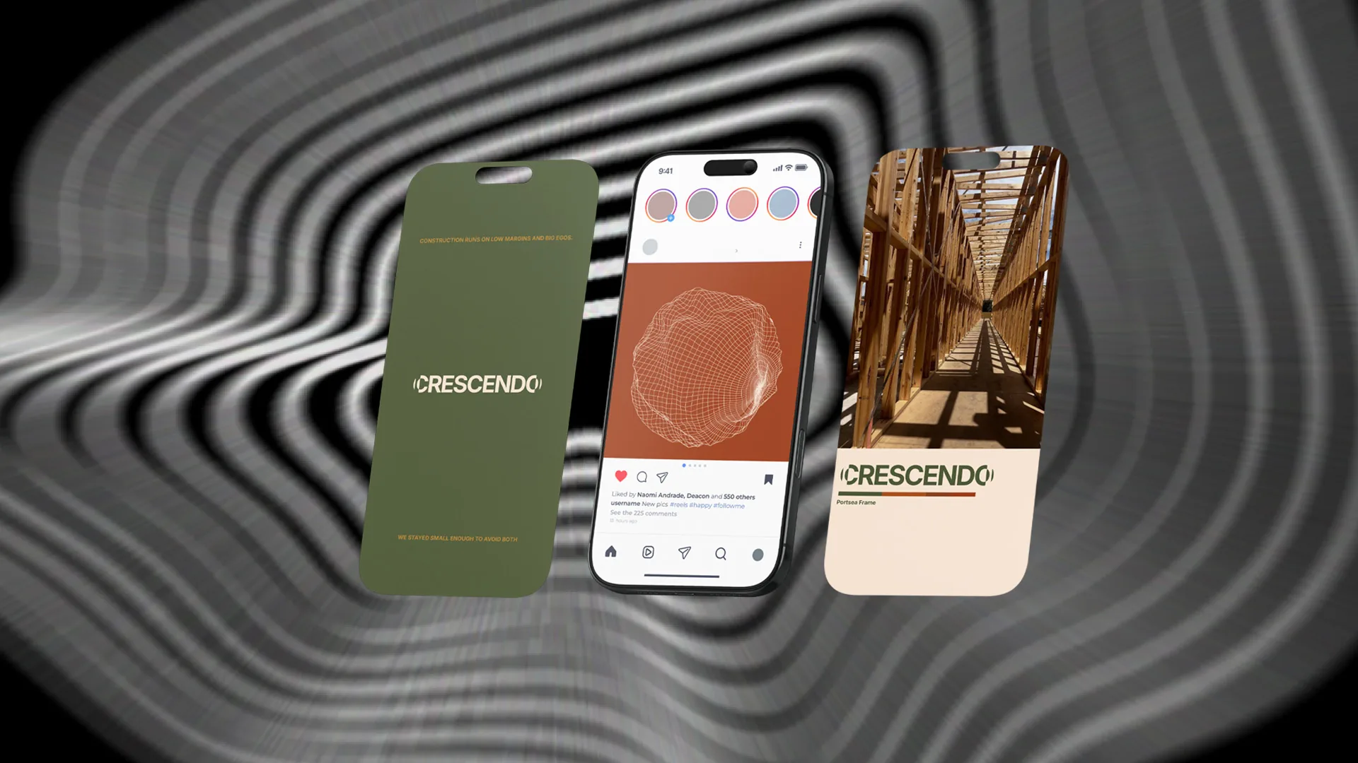 Crescendo social posts on phones